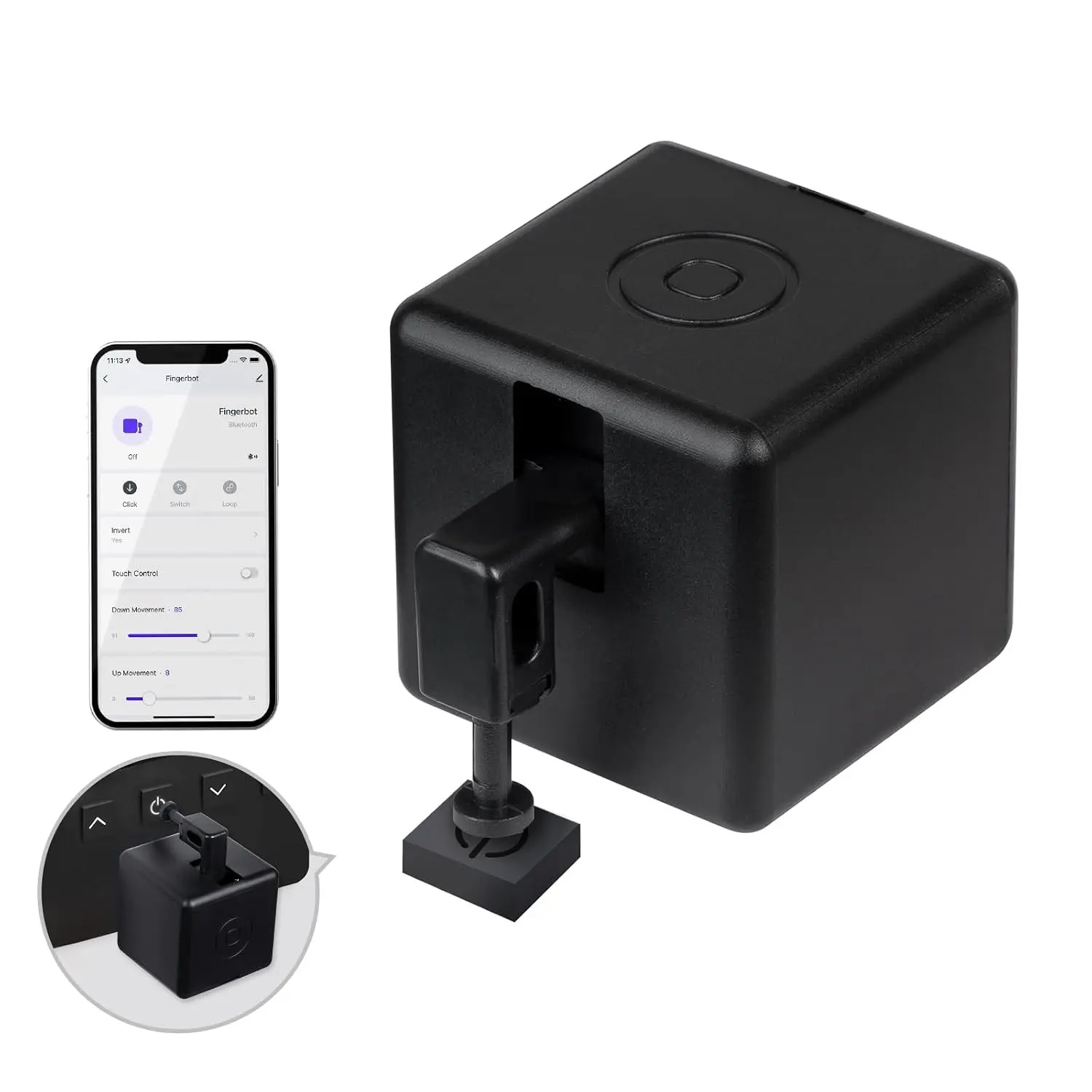 Fingerbot Plus Smart Button Pusher, Touch Control, No Wiring Black