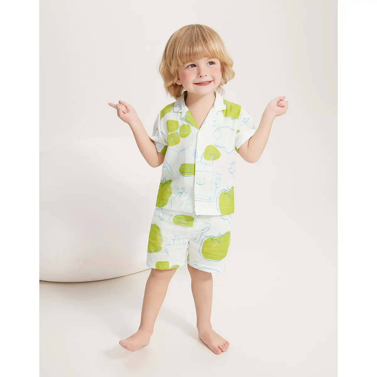 CICIIBEAR Boys' Pure Cotton Blend Digital Print Summer Pajama Set, Casual Leisure New Style Kids' Loungewear