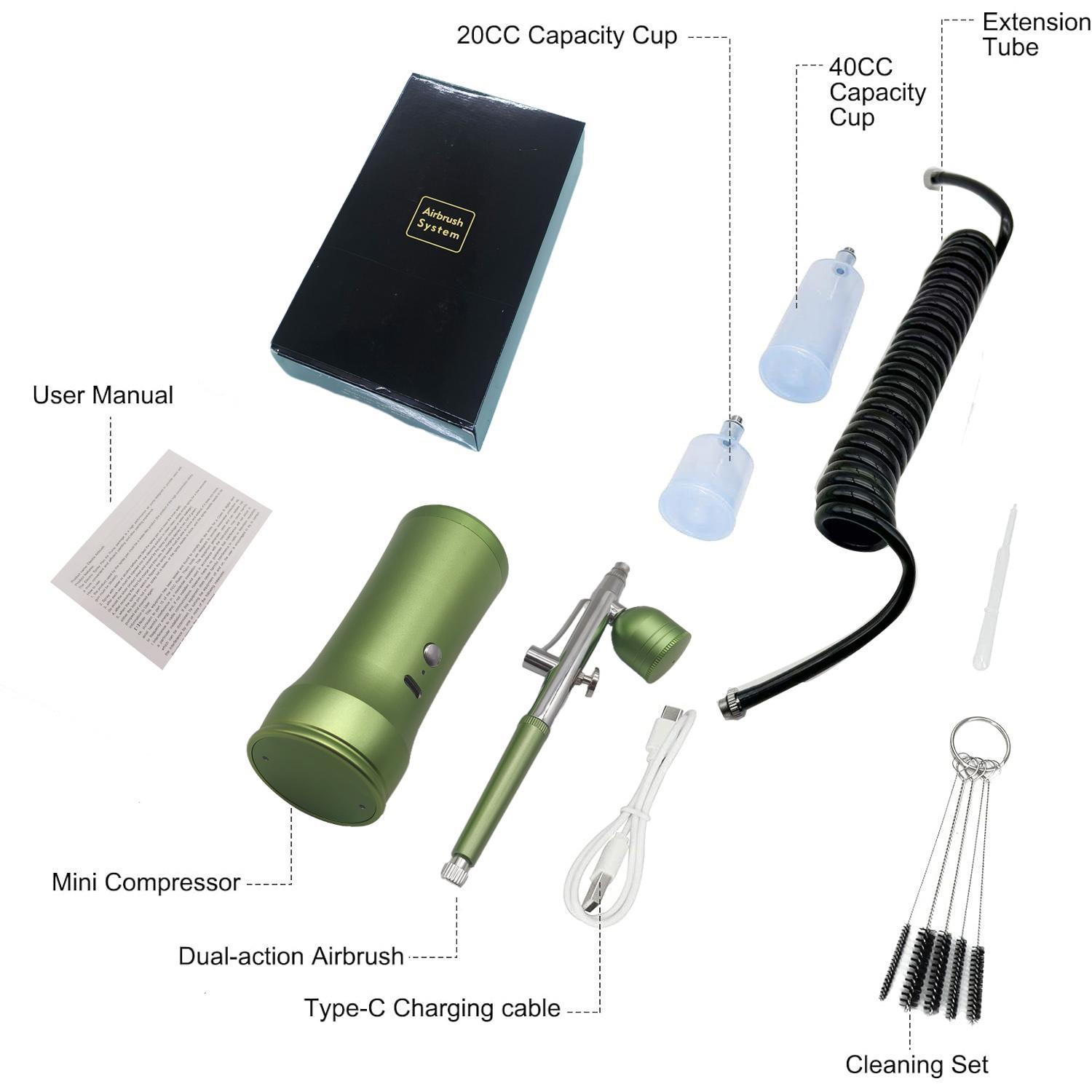 Electric Airbrush Kit with Compressor, Rechargeable Portable Cordless Air Brush Set, Handheld Airbrush Gun for Nail Art, Makeup, Painting and Cake Decor, Expert Airbrush Kit, Metal #GLOBAL PICKS