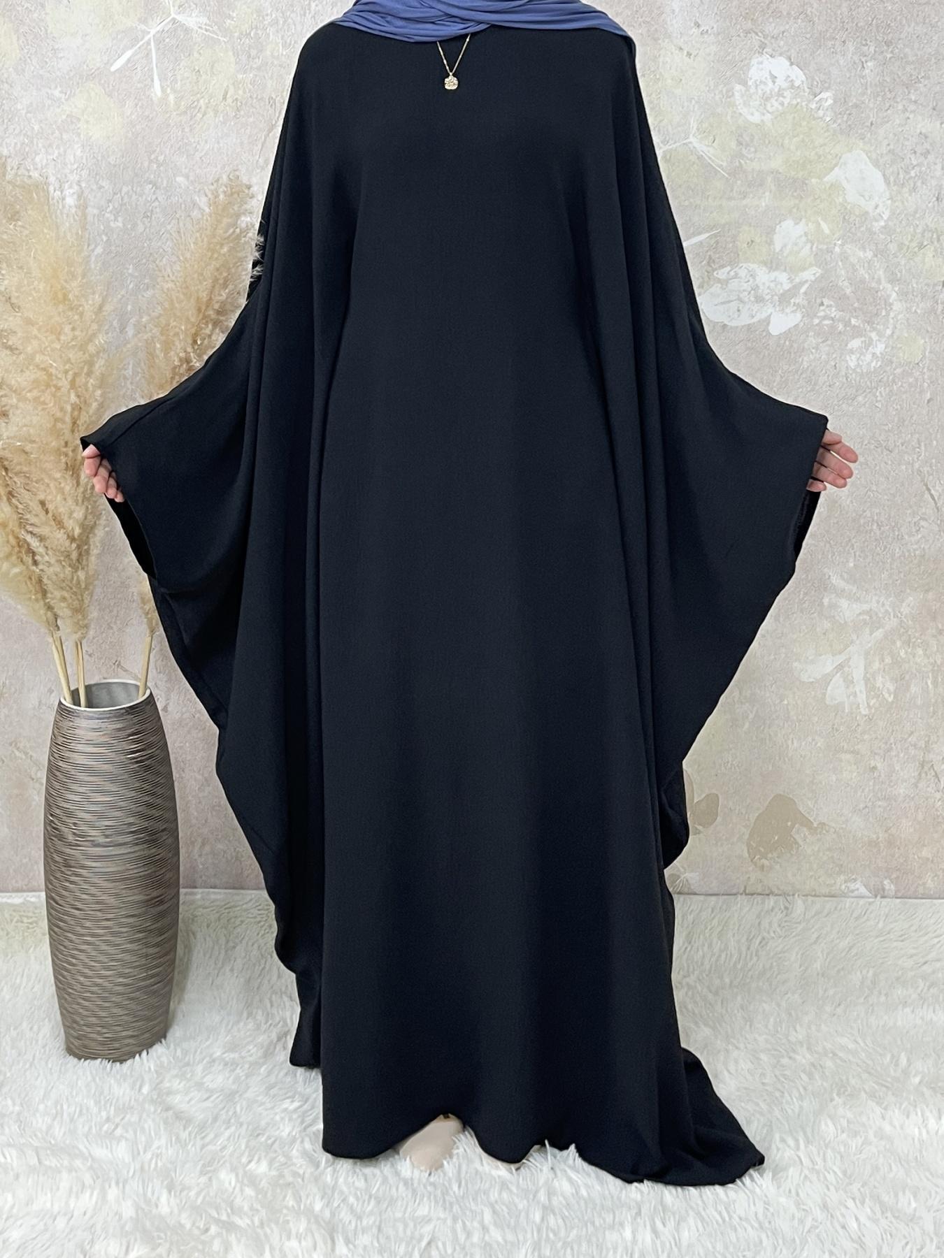 Plus Size Women's Solid Color Abaya, Modest Round Neck Long Sleeve Dress for Daily Wear, Ladies Islamic Clothing for All Seasons, Loose Abaya, Round Neck Abayas
