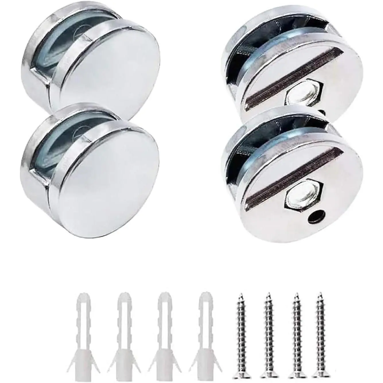 Mirror Clips, Zinc Alloy Floating Glass Clip - Small Round Wall Mounted Mirror Bracket for Bathroom Mirror Support and Fixed Fitting (4 Pcs)