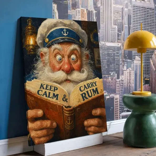 Vintage Sailor Portrait Wood Framed Canvas, Funny Captain Oil Painting, Nautical Bar Hanging Decor XDKUU7, Felt