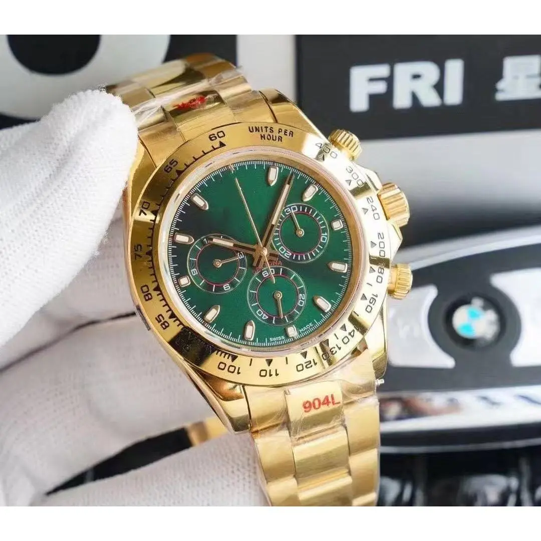 Men's Automatic Mechanical Watch Chronograph Luminous Date Sapphire Glass Rubber Strap
