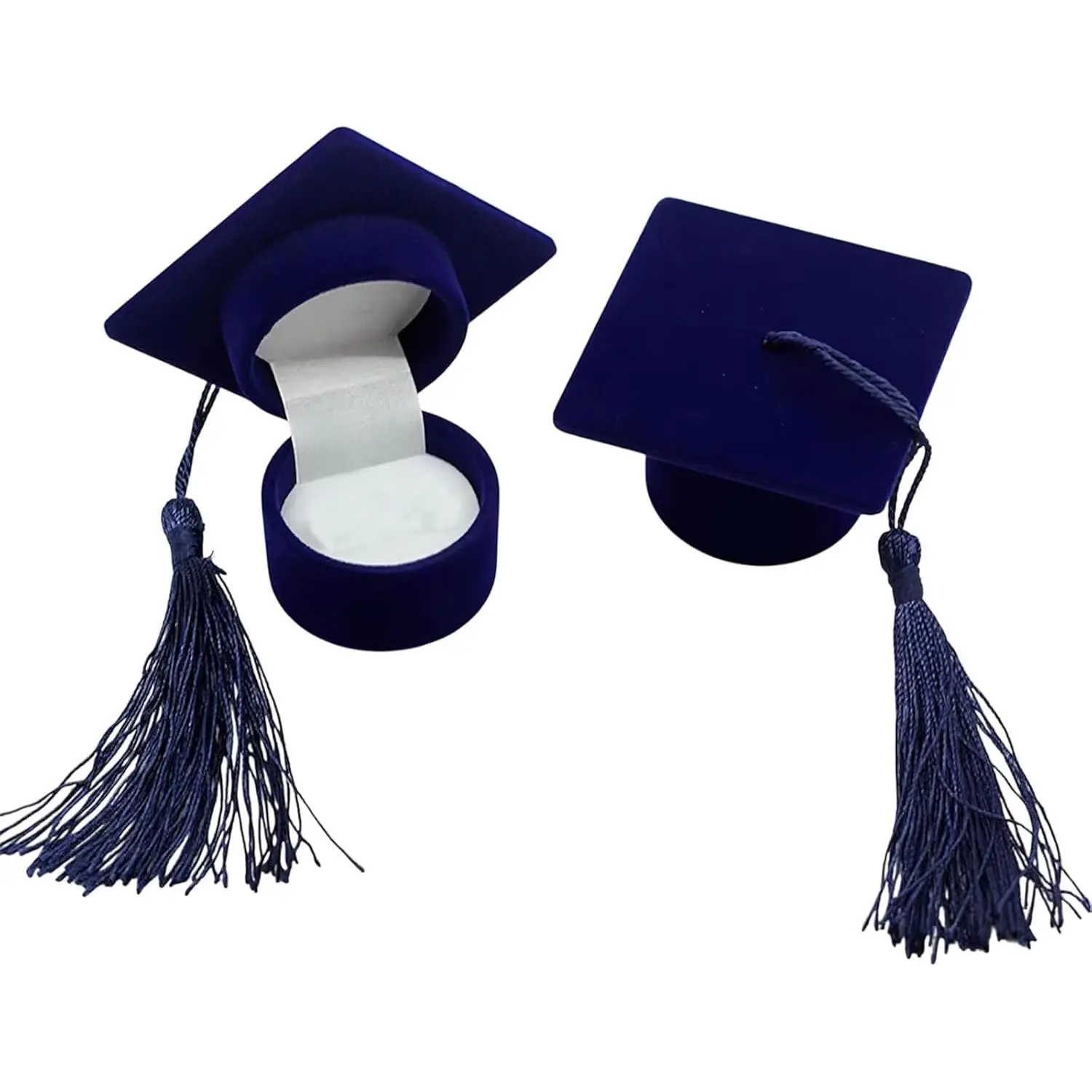 Graduation Cap  Box, Personalized Ring Box  Earring Ring Display, Creative Organizer  Box Storage Case Ring Holder for Graduation Celebration Wedding Ceremony Birthday Party(Blue)