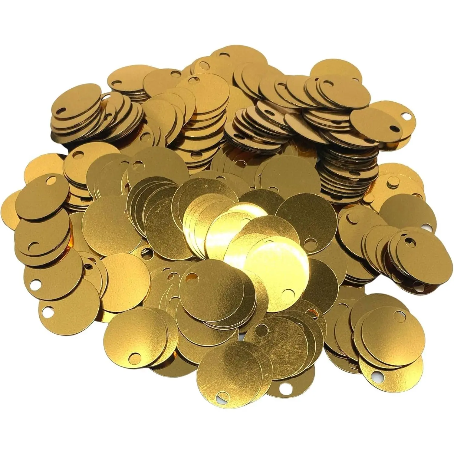 20mm Flat Round Sequin Paillettes 285 Pcs 4mm Hole Mix Color Assortment Acrylic Sequin 50 Grams (Gold)