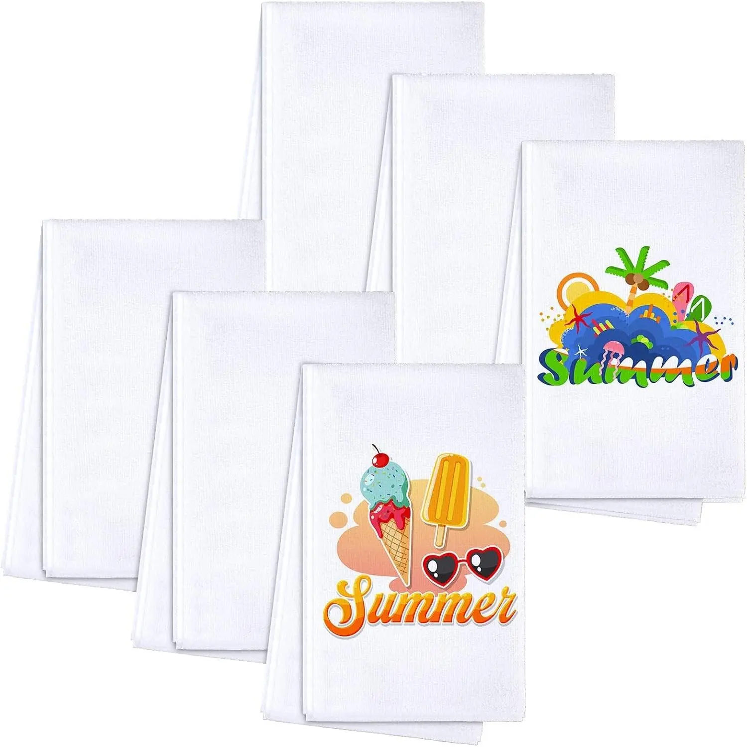 6 Pieces Sublimation Blank Towels Microfiber Absorbent Dishtowel Multi Purpose Kitchen Dish Towels DIY Dishcloth Bathroom Towel for Fall Christmas Home Kitchen Decor, 16 x 24 Inch