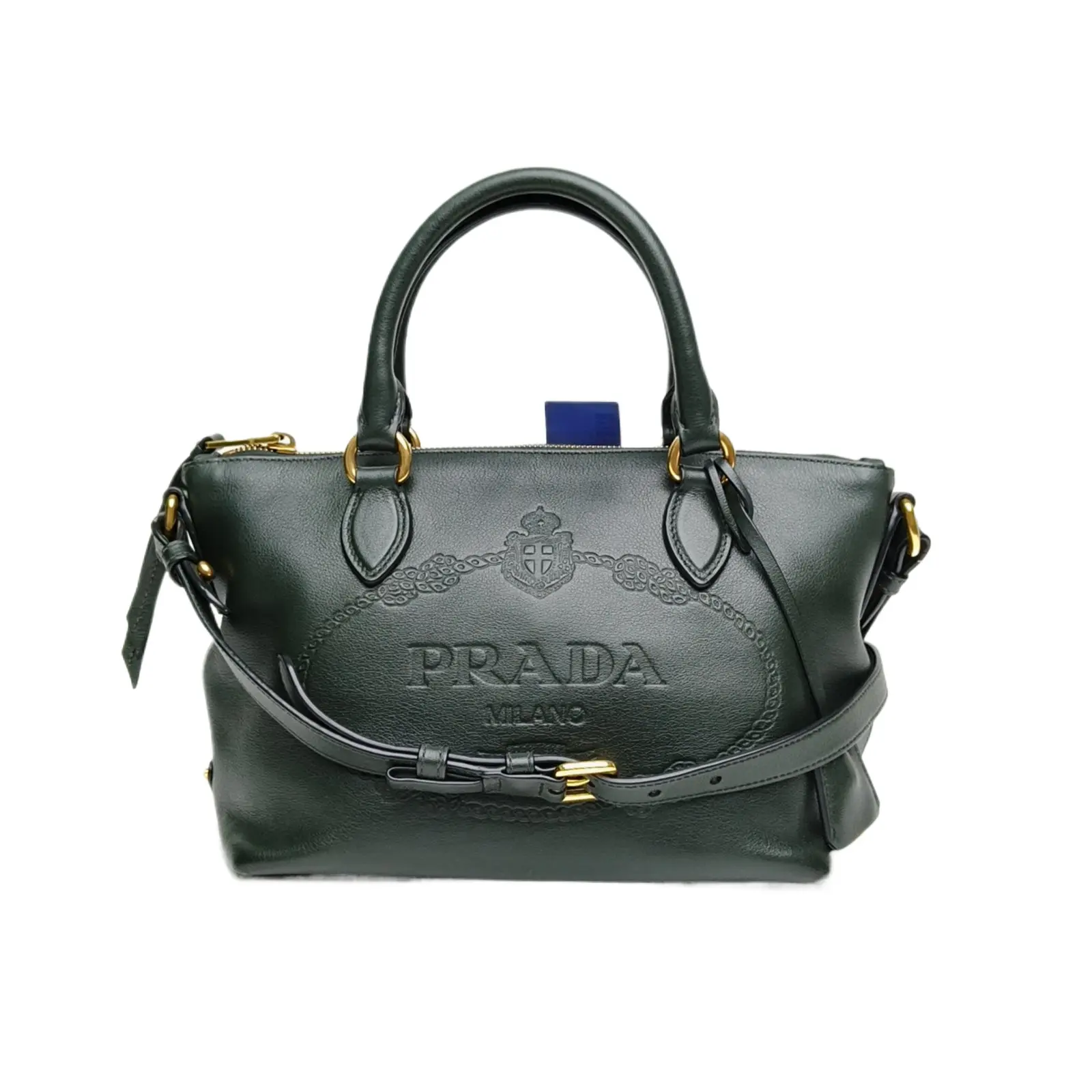 Pre-owned PRADA Army Green Gold Hardware Embossed P226764962