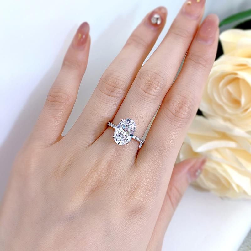 8A Cubic Zirconia S925 Sterling Silver Radiant Cut Oval Four-Claw Ring 8*12  fashion jewelry accessory woman girl promise ring-119(50%)