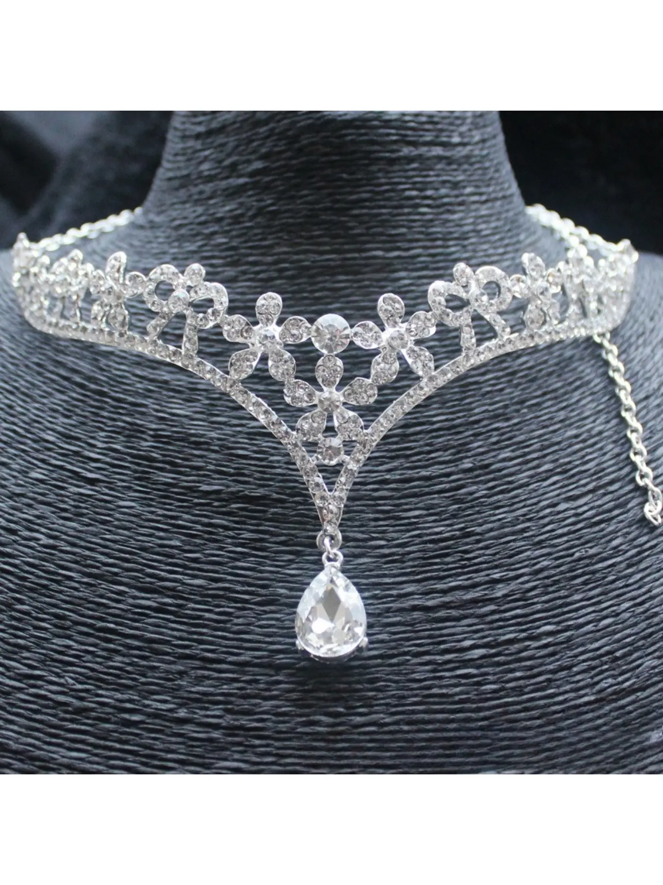 Bridal accessories European-style fairy queen flower rhinestone crown forehead ornament with centerpiece pendant