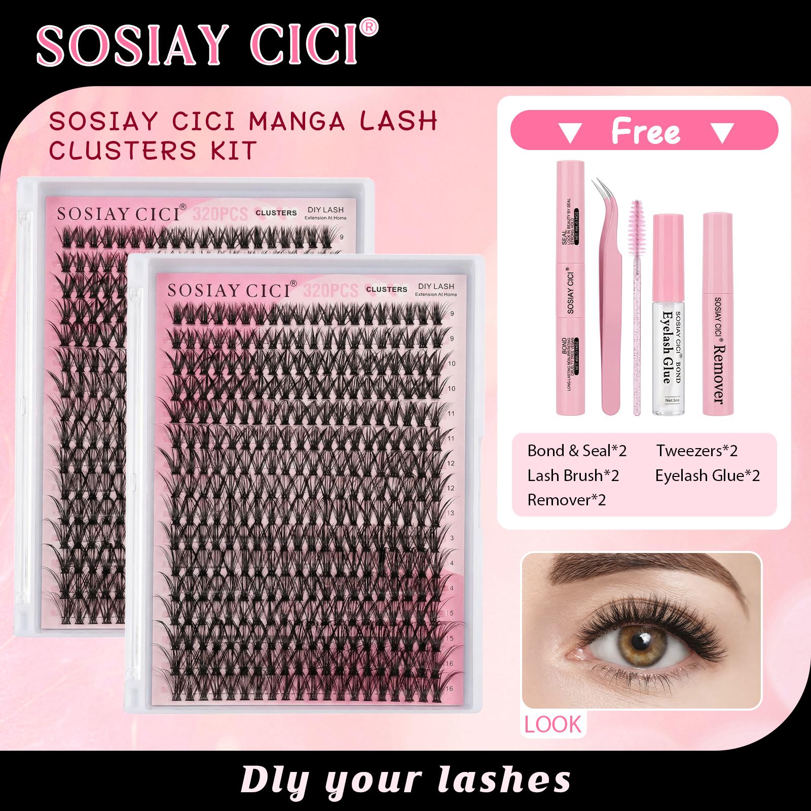 Soft Touch Featherlight Lash Clusters, 9-16mm Mixed DIY False Eyelash Extension Kit with All Tools