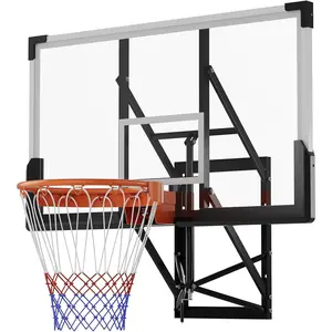 Basketball Hoop Indoor 48/54 Inch, 8-10 FT Adjustable Height Shatterproof PC Backboard Basketball Goal with 18 Inch Solid Rim, Wall Mounted Basketball Hoop for Indoor & Outdoor Use, Home, Gym, Backyard Daily Training