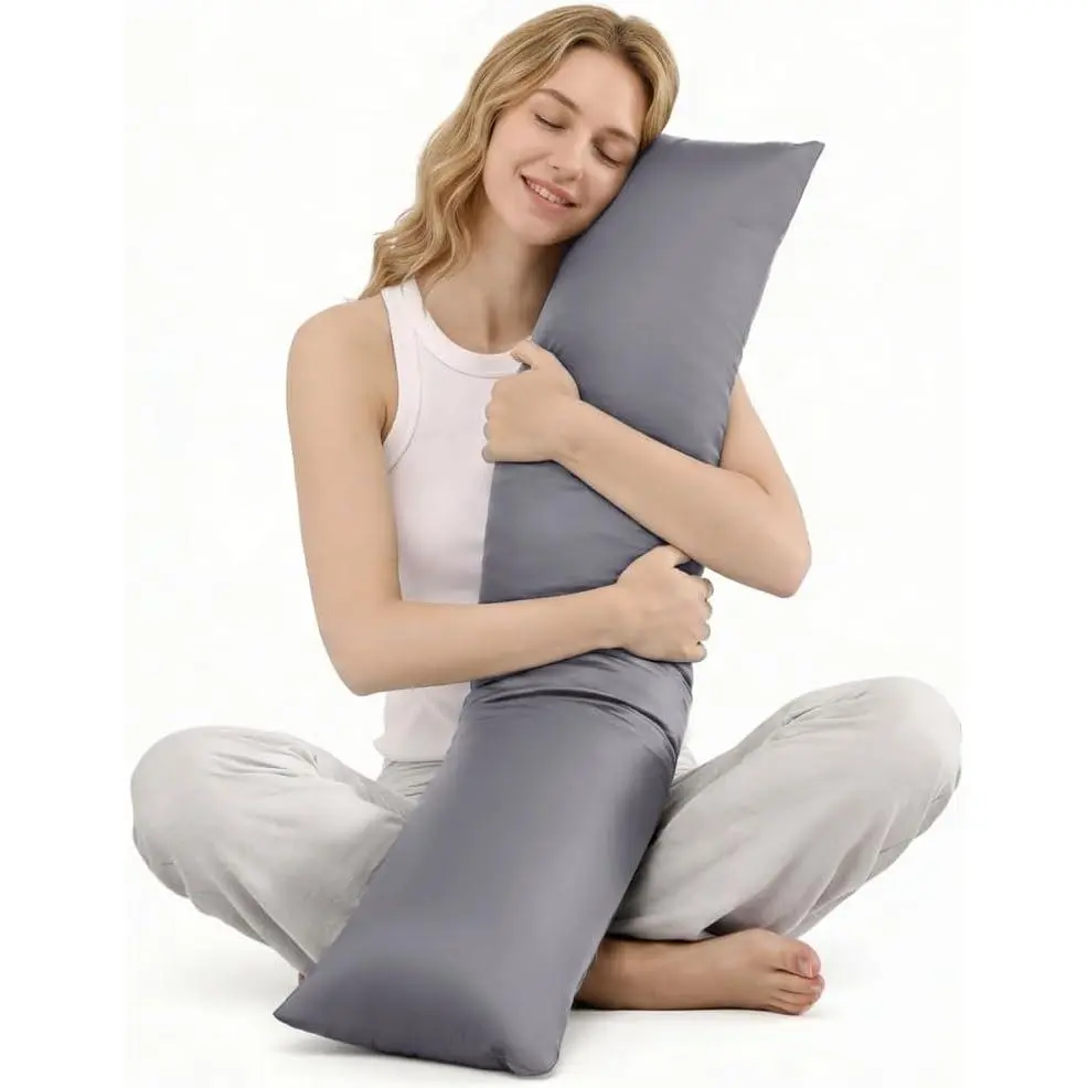 6.5lbs Weighted Body Pillow for Adult - Weighted Pillow for Sleep, Cooling Body Pillow with Tencel Cover, Long Pillow for Bed, Side Sleeper Pillow(41" x 10", Grey)