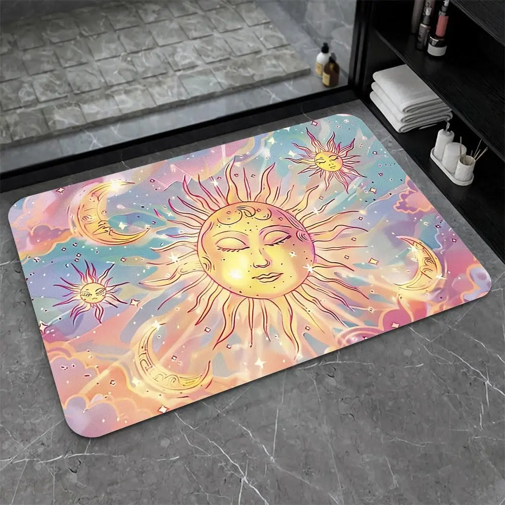 Diatomaceous Earth Bath Mat,Sleeping Sun Non-Slip Volume Super Absorbent Fast Drying Eco-Friendly Easy to Clean for Bathroom Kitchen Door mat 20×31Inch (50 * 80cm)