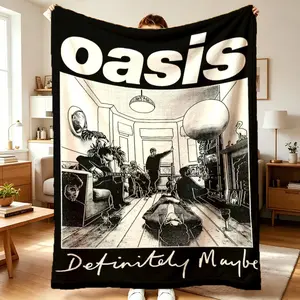 Oasis Definitely Maybe Album Theme Fleece Blanket Throw, 100% Polyester, HD Print, Soft and Breathable, All Seasons Use