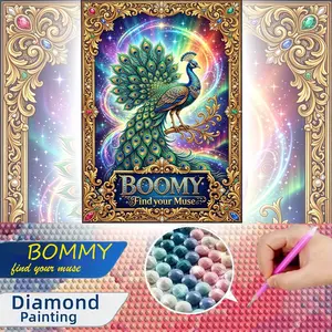 One large-size 2D flat frameless royal hollow relief style peacock colorful starry sky diamond painting hand DIY painting kit ideal for home decoration and handcraft enthusiasts