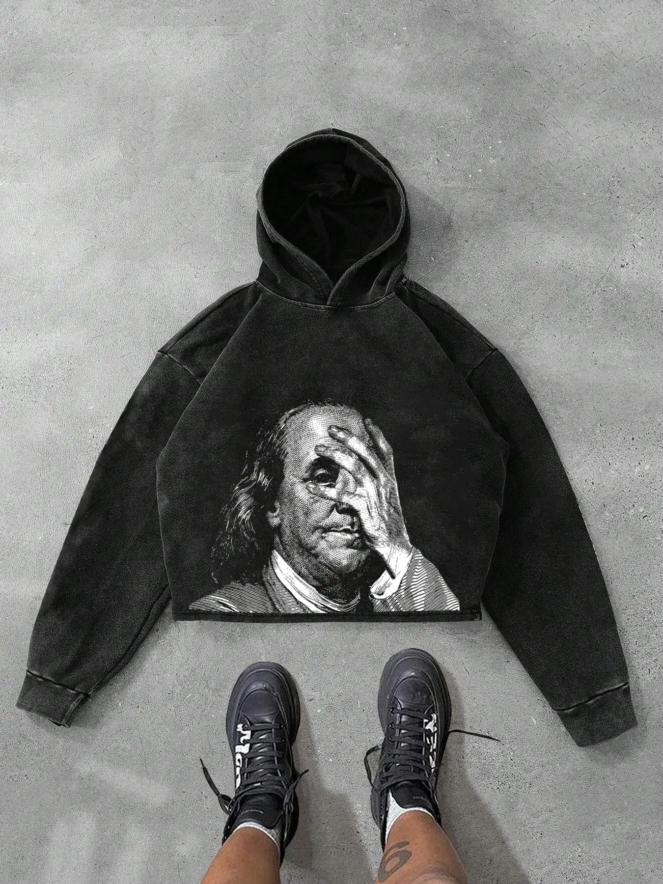 Men's Portrait Print Drawstring Hoodie, Street Fashion Casual Regular Fit Long Sleeve Hooded Sweatshirt for Daily Holiday Outdoor Wear, Men Clothes for All Seasons, Tops
