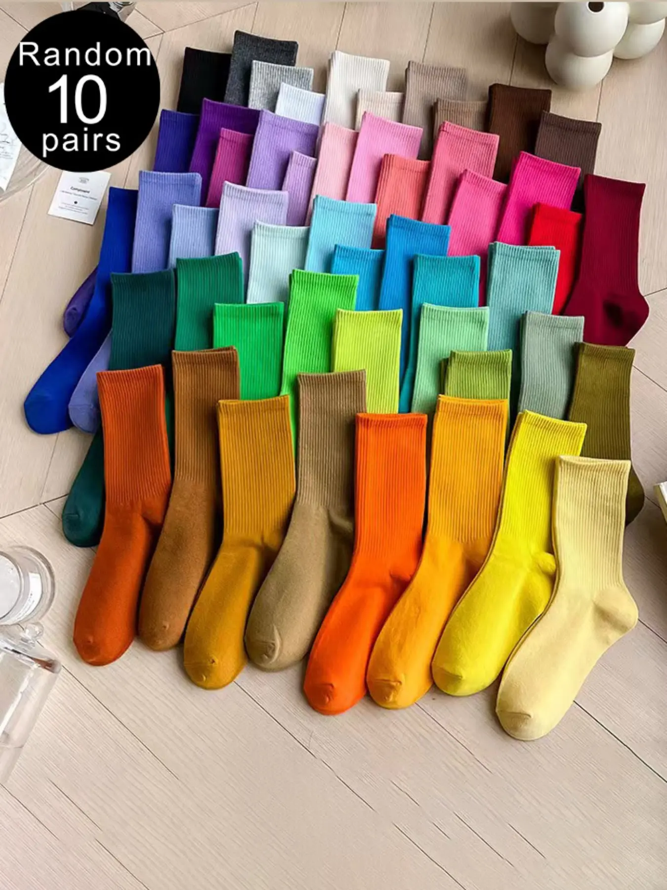 10 Pairs Women's Basic Solid Color Socks, Comfortable Fashion Footwear, Ideal for Daily Wear, All-Season Versatile Design