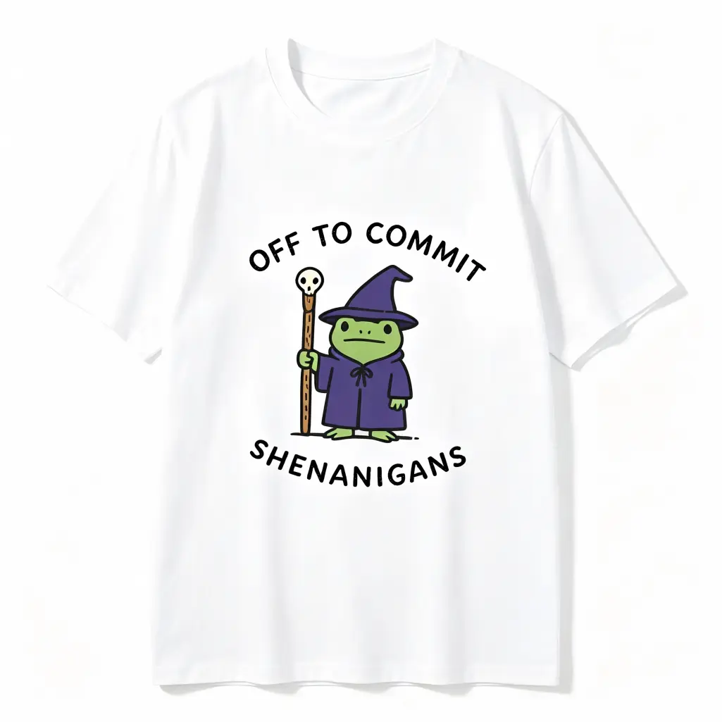 Comfort Colors Off to Commit Shenanigans Wizard Frog Funny DnD Tee, Ren Faire Fantasy Gift