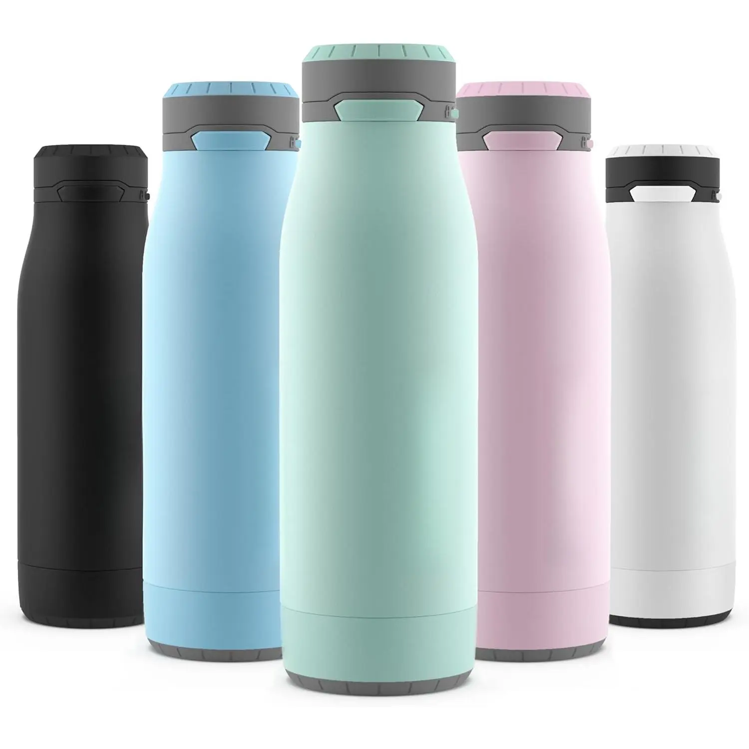 Stainless Steel Water Bottle with Direct Drink Spout & Leak-Proof Locking Lid, Double-Walled Vacuum Insulated, Portable with Detachable Base for Ice Cubes, Ideal for Gym, Sports & Travel.