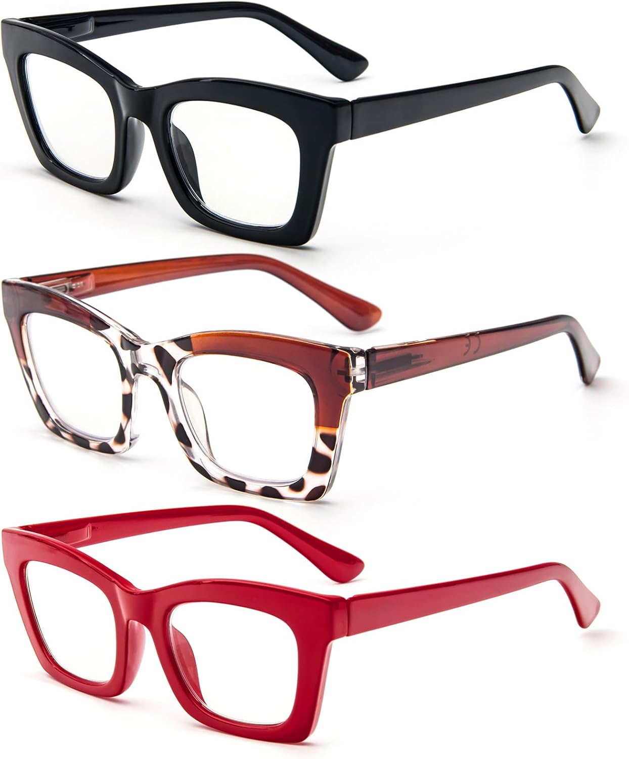 Oprah Style Reading Glasses for Women, Blue Light Blocking Cute Oversized Square Computer Readers Spring Hinge