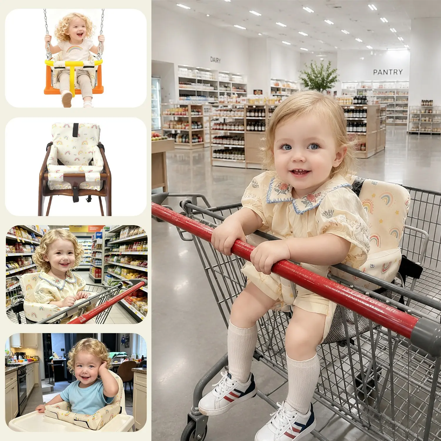 Baby Stroller Seat Cushion, High Chair Pad, Soft Comfortable Cushion, Cute Design, Suitable for Children Under 15kg/33lb