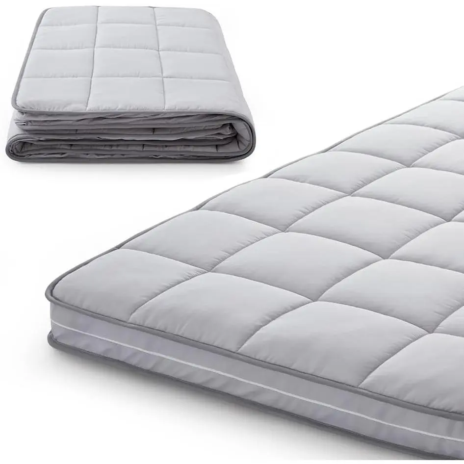 3Inch Twin Mattress Topper Cover(Only Cover),Cot Mattress Protector Bedding,Foam and Latex Mattress Cover with Zipper,Pillow Top and Bottom(75 x 38”) Gray