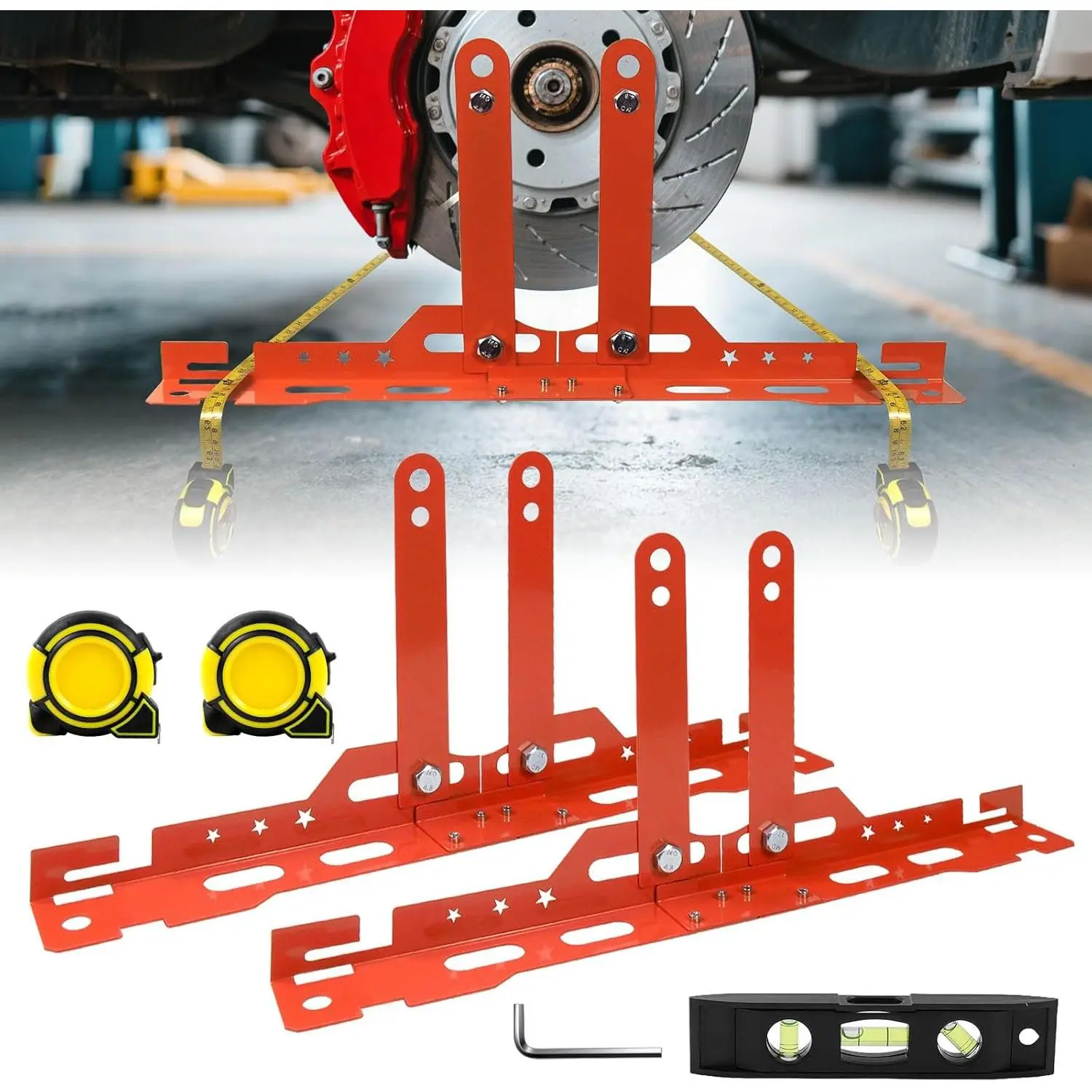 Wheel Alignment Tool Kit with 2 Measuring Tapes – Heavy Duty Toe Plates, Automotive Alignment Tools for Car, Truck, SUV – Camber Alignment Tool Alternative for Measuring Wheel Toe