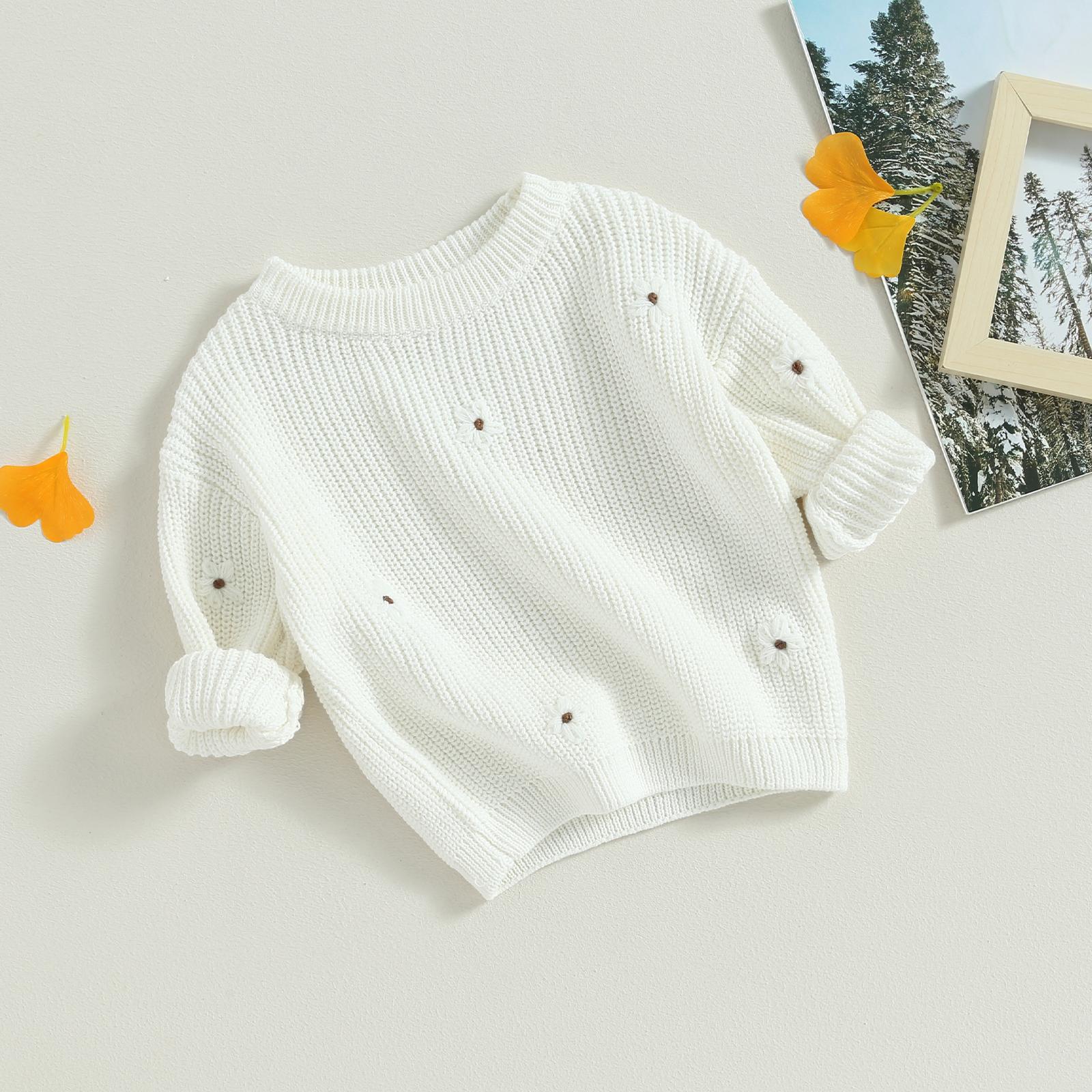 Toddler Baby Girl Knit Sweater Blouse Pullover Sweatshirt Flower Embroidery Warm Long Sleeve Tops 0-5 Years Toddler Baby Girl Knit Sweater Blouse Pullover Sweatshirt Flower Embroidery Warm Long Sleeve Tops 0-5 Years