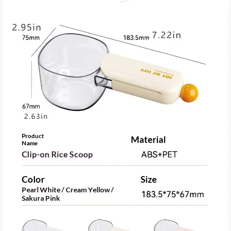 Dopamine Can Clip Rice Spoon Scooping Rice Spoon Kitchen Digging Flour Rice Flour Spoon Large Capacity Measuring Spoon Cereal Spoon