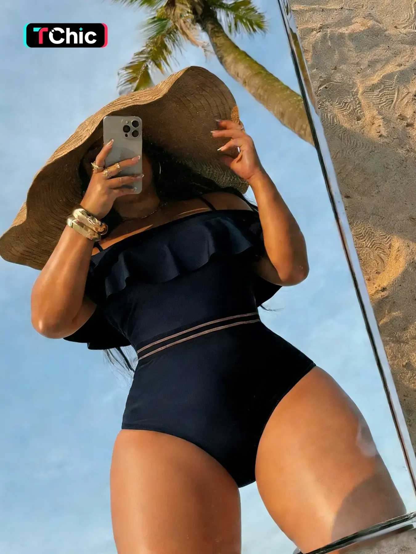 Women's Sexy One-Shoulder Ruffle Swimsuit, Contrast Mesh Short Sleeve, Wireless Bra, All Seasons Beachwear, Elegant One-Piece Bathing Suit, Summer Swimsuit, Cold Shoulder Swimsuit, High Stretch Swimwear, Mesh Swimsuits