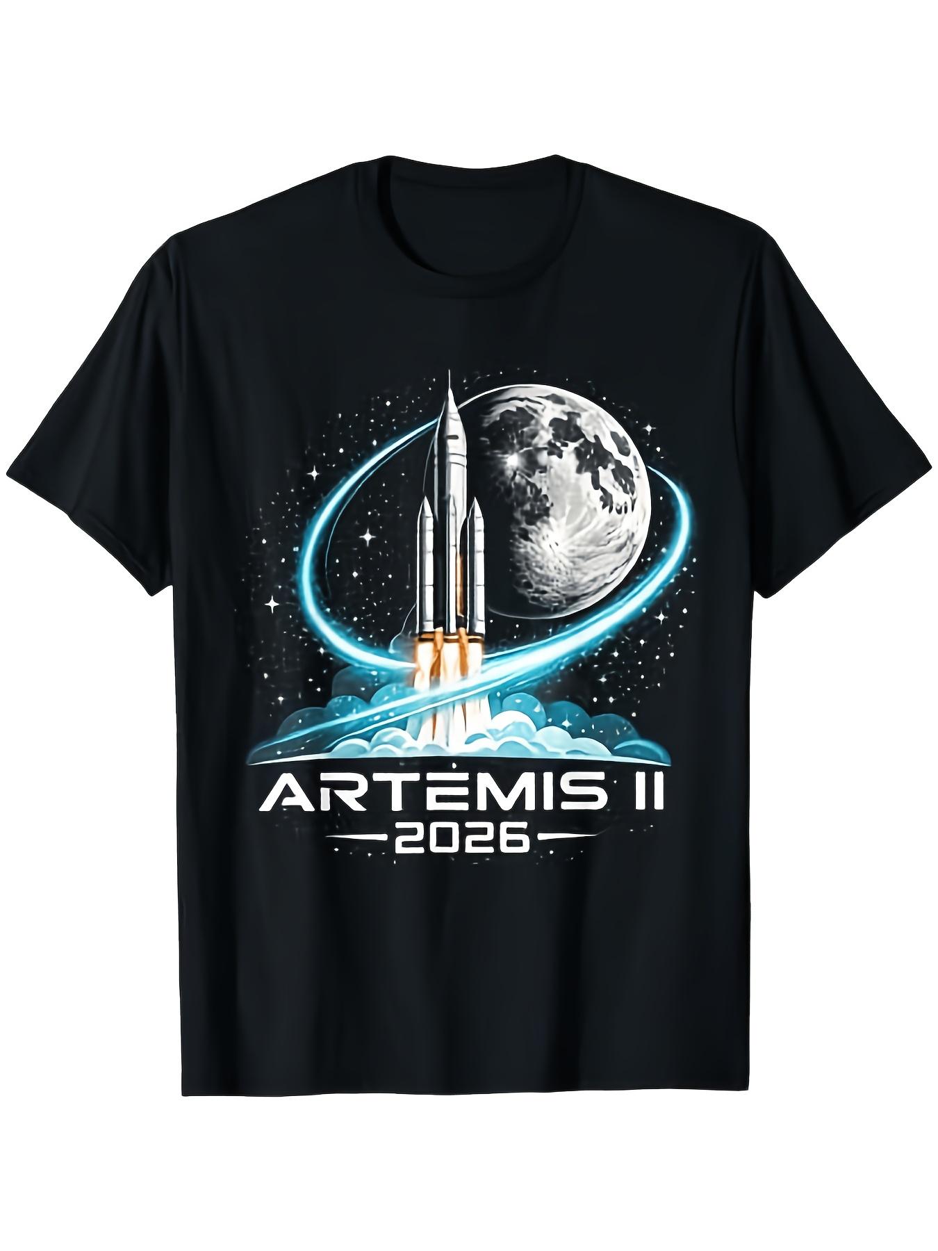 Artemis II Launch to The Moon 2026 T-Shirt Casual Outdoor Wear Loose Fit Style Street Hip-Hop T-Shirt Ideal Gift for Couple Parties Or Birthdays