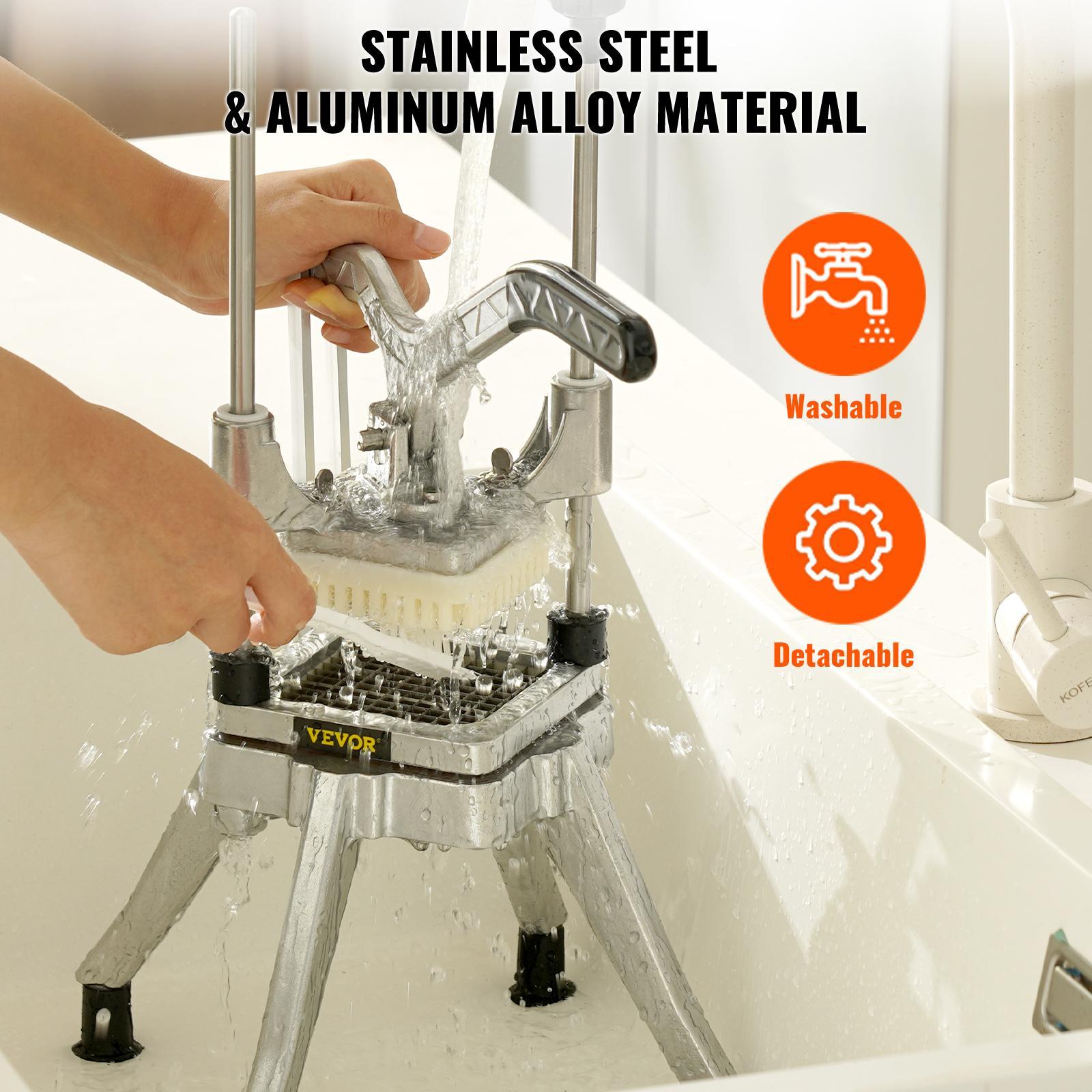 VEVOR Commercial Vegetable and Fruit Chopper with 1/4" / 1/2" Blade – Heavy Duty Professional Food Dicer, French Fry Cutter, Onion Slicer, Stainless Steel for Tomatoes, Peppers, Potatoes, Mushrooms – Sliver