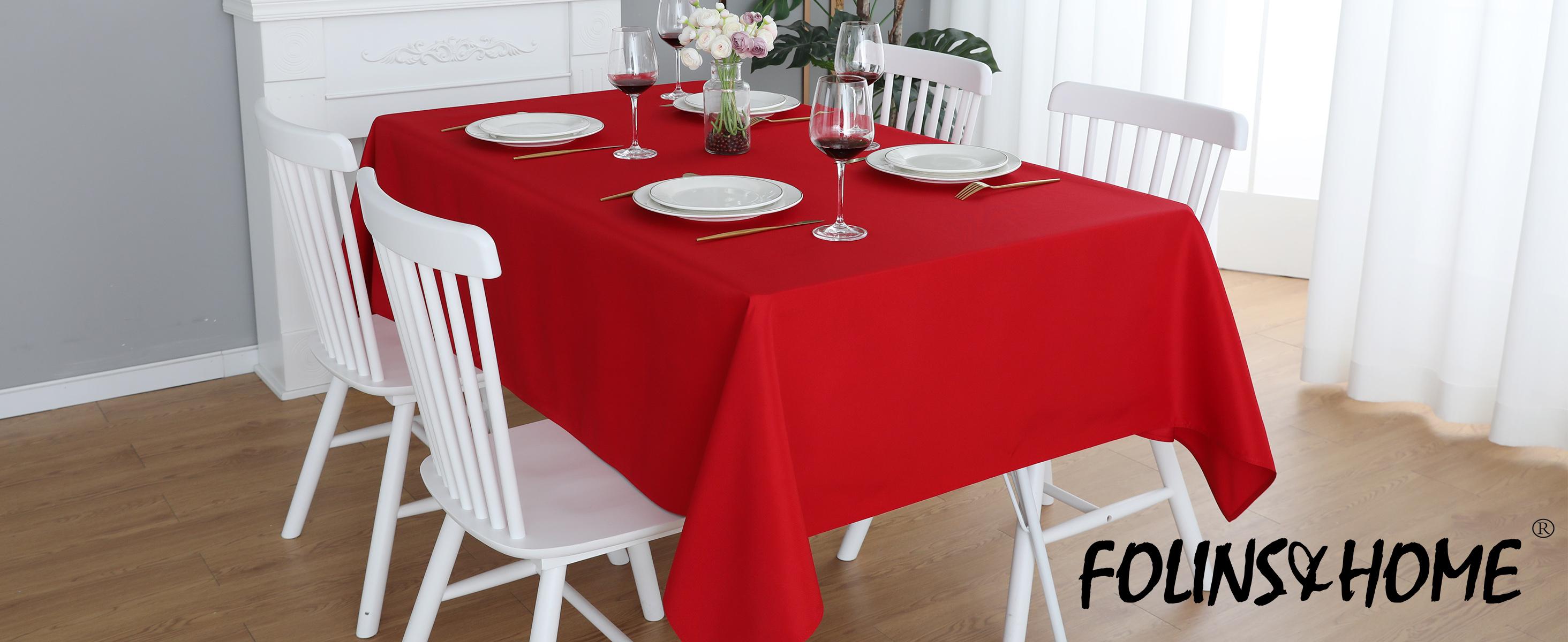 Red Rectangle Tablecloth Wrinkle Free Waterproof Polyester Table Cloths Spillproof Heavy Duty and Washable Table Cover for Party, Banquet, Indoor and Outdoor-Square/Rectangular