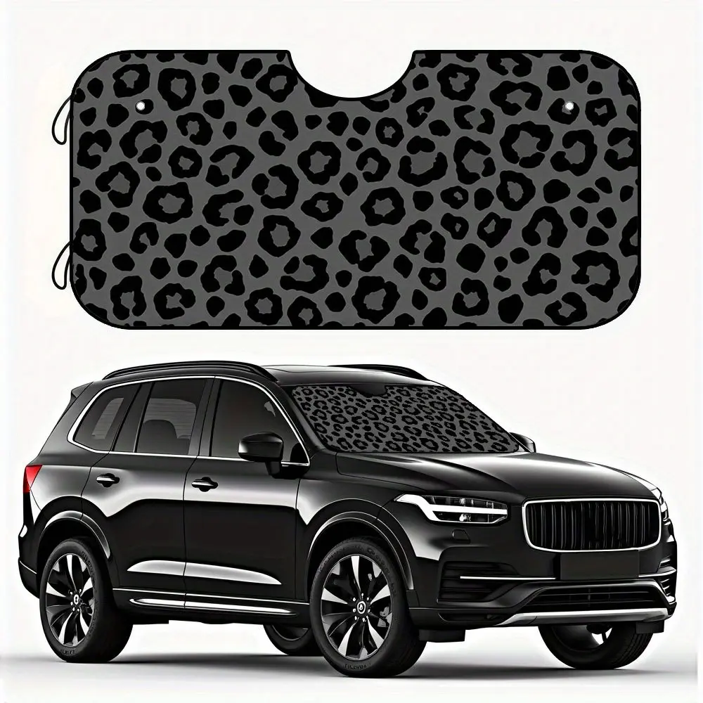 1pc, Leopard Grey Car Windshield Sunshade, Sun Cover For Car Windshield, Car Sunshades For Windshield, Foldable And Space Saving, Ideal for Blocking Heat And Sunlight, Perfect for Parked Cars, And Holiday Road Trips