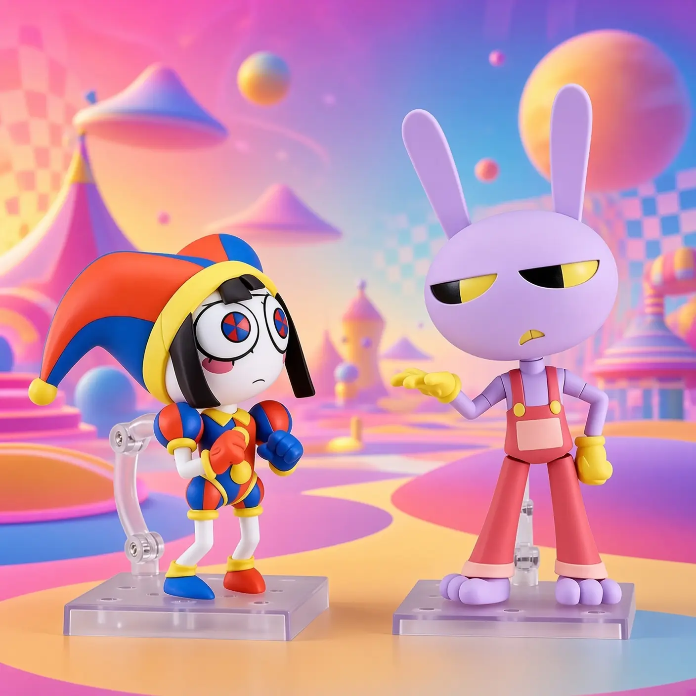 The Amazing Digital Circus Pomni Jax Figure, Movable Joint Collectible Toy, Anime Cartoon Character Mini Figurine, Boxed Model Gift for Fans, Kids Desk Decor Collection