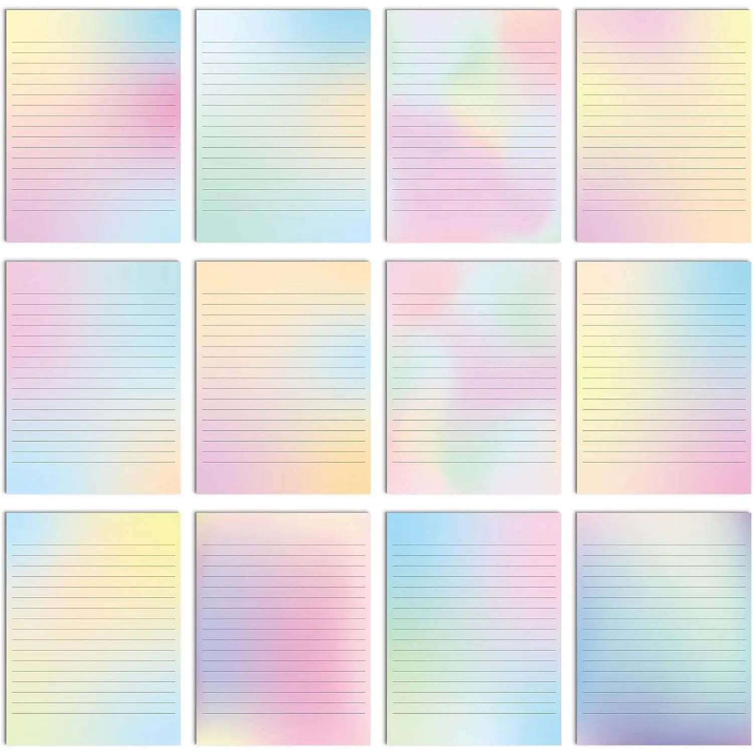 120 Sheets Stationery Writing Paper 8.5 x 11 Classroom Double Sided Lined Letter Writing Paper Cute Stationary Set for Women Note Scrapbook Office Printing Supplies(Pastel Gradient)