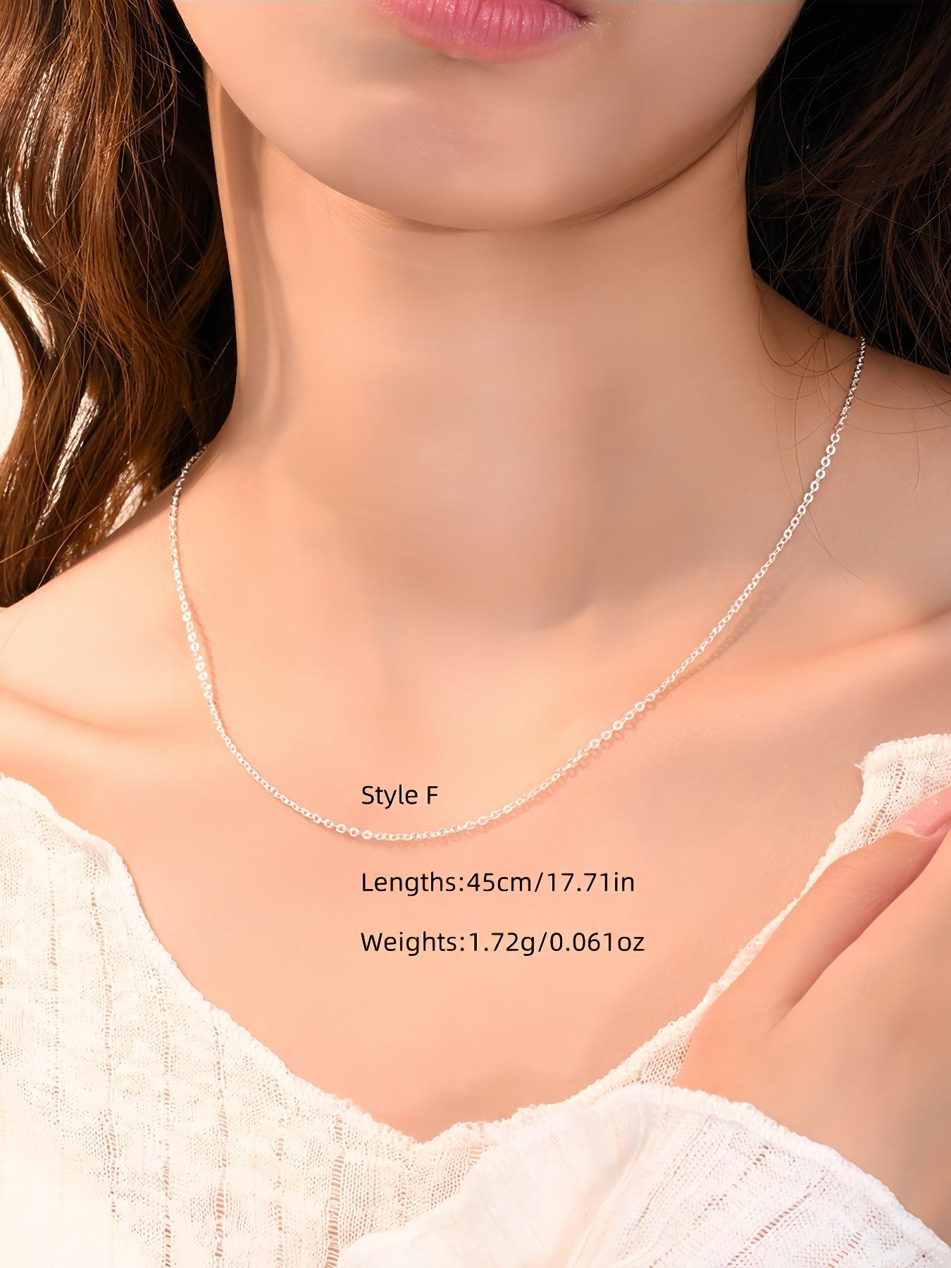 S999 Sterling Silver Women's Elegant Chain Necklace, Exquisite Trendy Chain Necklace, Chic Gorgeous Jewelry As Gift for Girlfriend