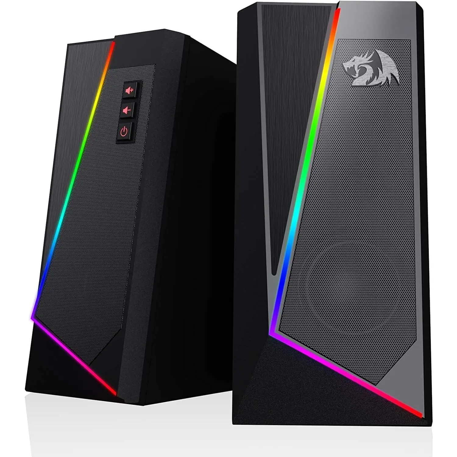 GS520 RGB Desktop Speakers, 2.0 Channel PC Computer Stereo Speaker with 6 Colorful LED Modes, Enhanced Sound and Easy-Access Volume Control, USB Powered w/ 3.5mm Cable