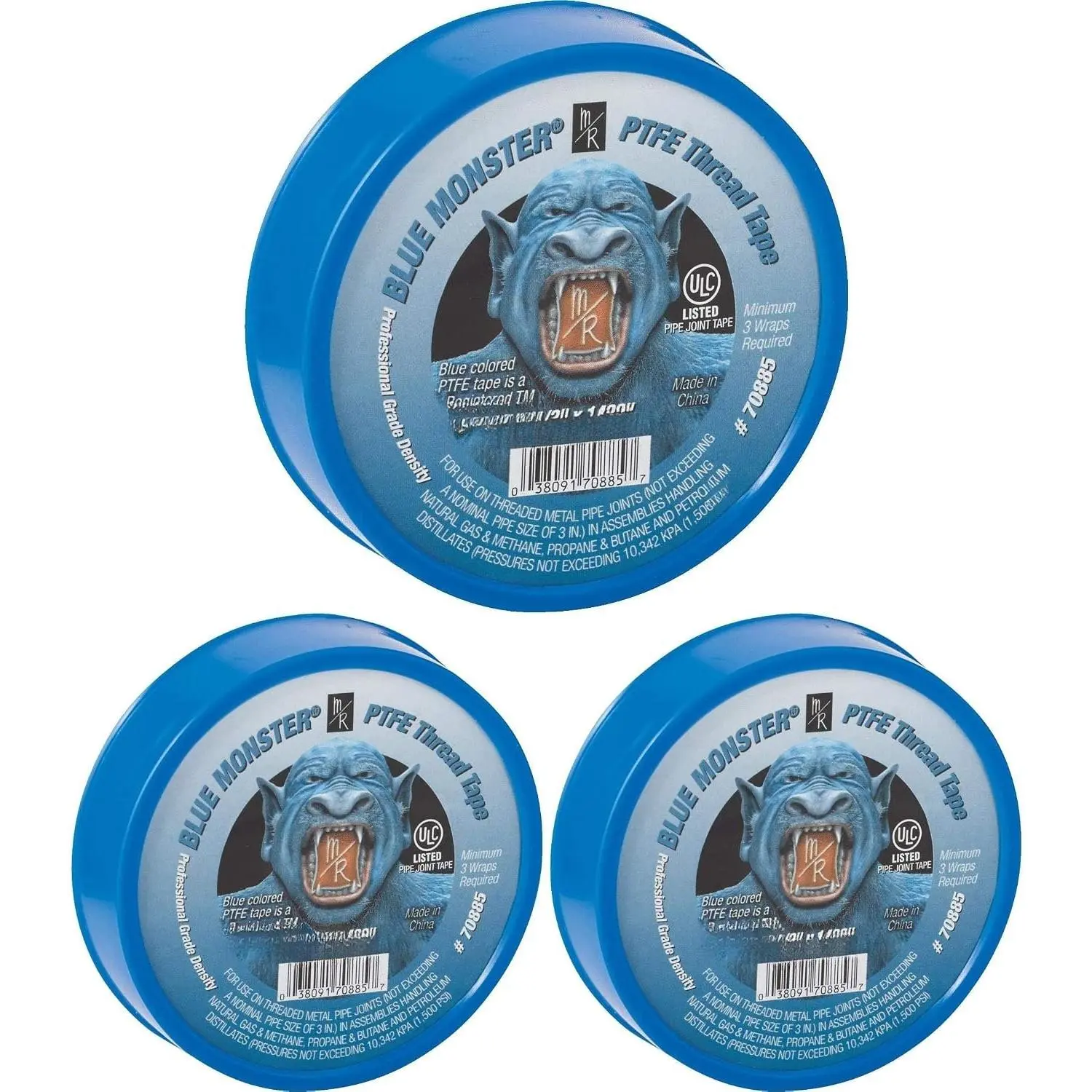Millrose Blue 70885  PTFE Pipe Thread Sealant Tape, 1/2-Inch x 1429-Inches, 3 Count