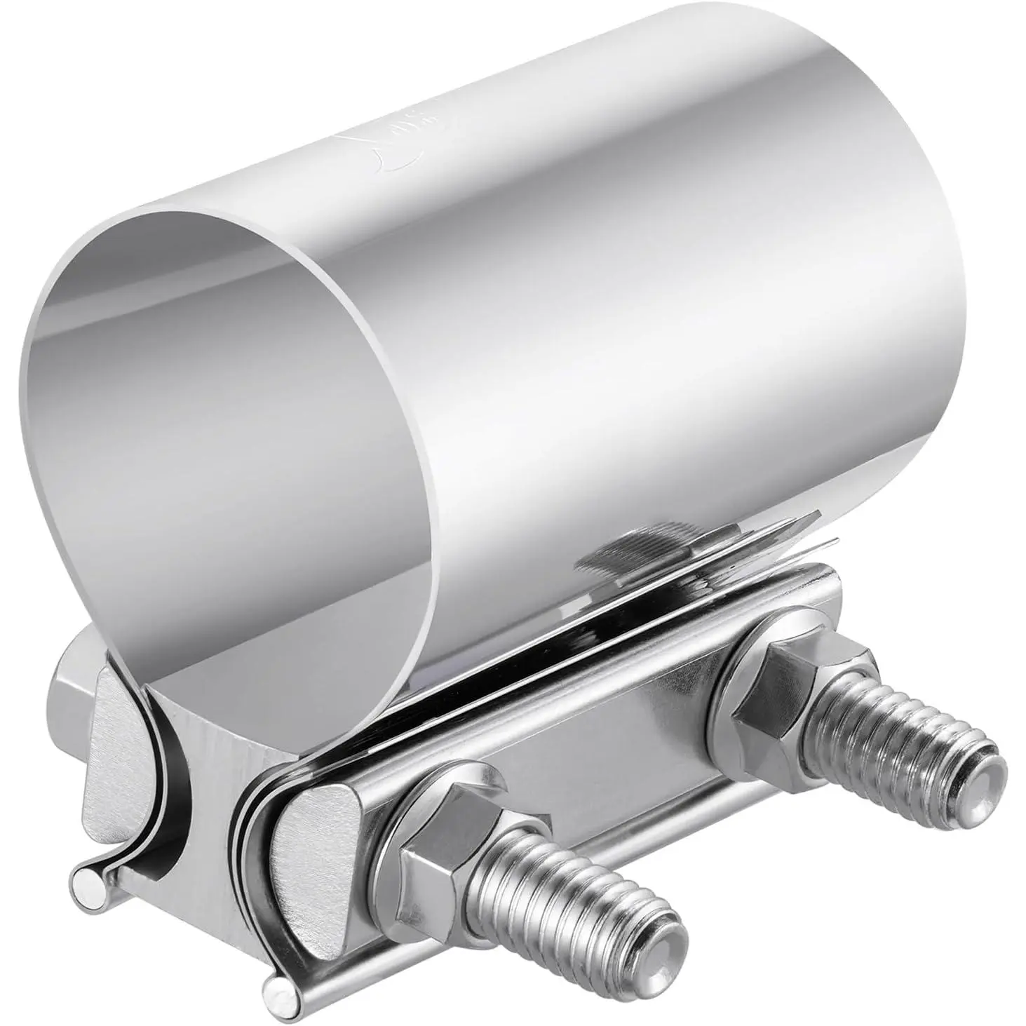 2.0 Inch Stainless Steel Exhaust Clamp - Butt Joint Band Clamp Sleeve Coupler for Pipes, Mufflers, Catalytic Converters (1 Pack)