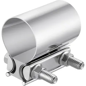 2.0 Inch Stainless Steel Exhaust Clamp - Butt Joint Band Clamp Sleeve Coupler for Pipes, Mufflers, Catalytic Converters (1 Pack)
