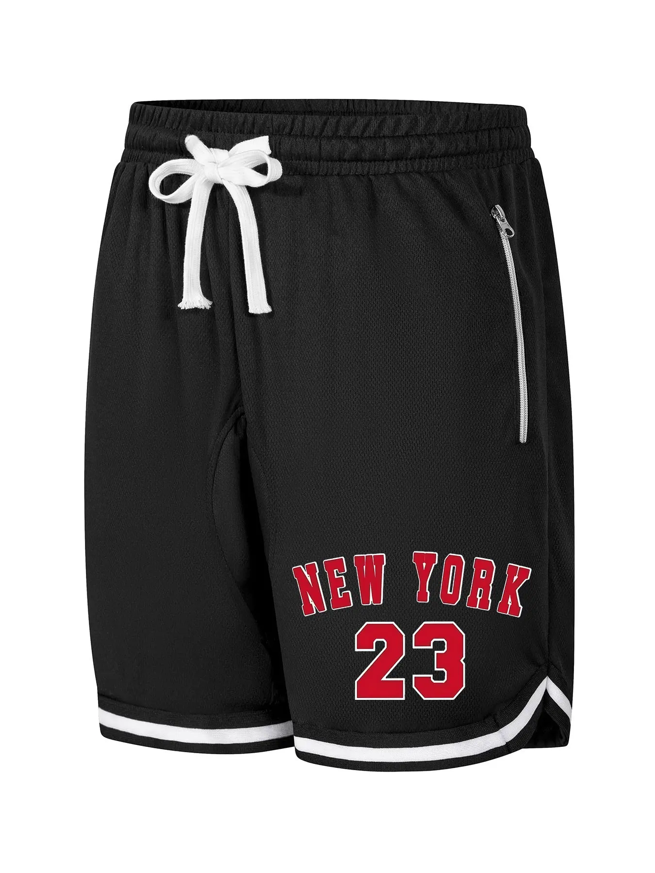 Men's Basketball Shorts with 23 Number Print, Breathable Mesh Zip Pockets, Sporty Fitted Design, Ideal for Gym and Outdoor Activities