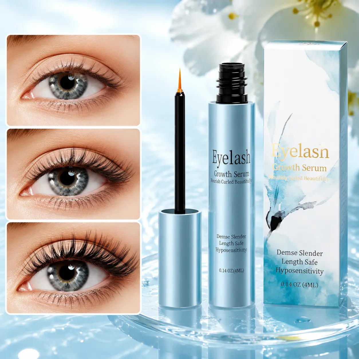 Botanical Infused Lash Enhancement Serum, Mild Gentle Eye Skin Safe Formula for Sensitive Eyes, Boosts Natural Looking Lashes & Fullness, Includes Serum Bottle
