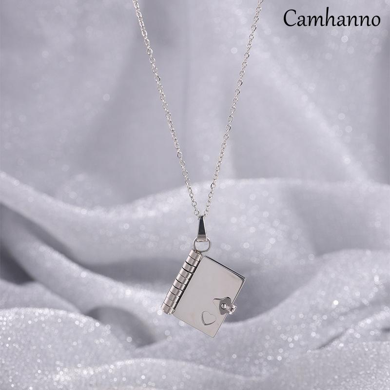 Mothers Day Gift Titanium Steel Necklace for Women, Openable Book Locket Love Letter Pendant Personality Temperament Clavicle Chain