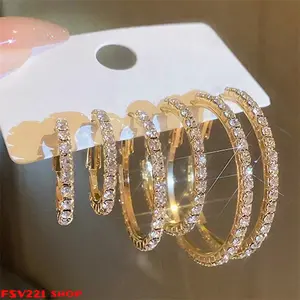 Elegant rhinestone earrings for women—sparkling accessories for special occasions and the perfect gift for her; stylish hoop earrings and hoop earring sets featuring brilliant rhinestone embellishments. Daily & Party Wear