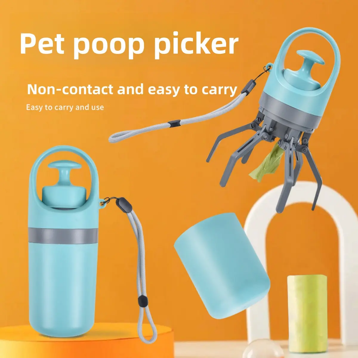 Easy Use Dog Walking Poop Scooper, Mess Free Pet Waste Cleaner, Portable Sanitary Pooper Scooper For Small Medium Dogs