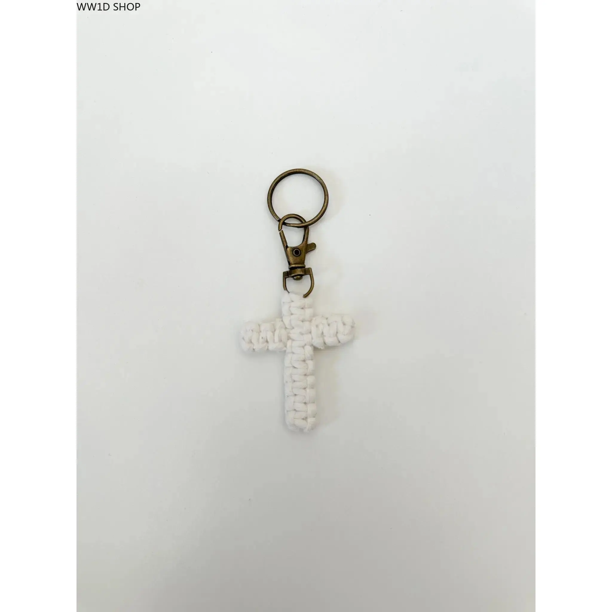 Women's Macrame Cross Keychain - Handmade Craft Boho Cotton Cord Pendant, Cross Shape Female Item Boho Charm, Lightweight Faith-Inspired Everyday Wear Bag Purse Accessory, Keychains For Women, Faith Symbol, 3.5–4" Length, Premium Cotton Cord