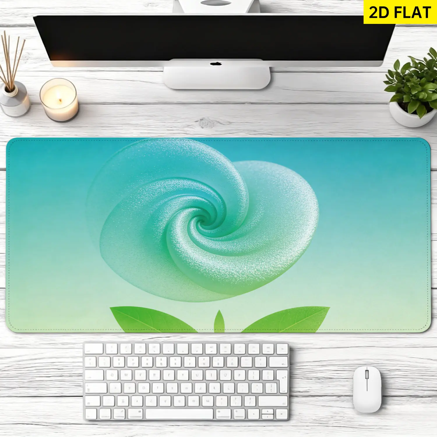 Extra Large abstract turquoise swirl flower Mouse Pad,Non Slip Rubber Pad,Desktop Decoration Drotection Pad,Washable,Lock Edge Multi Size,Premium Multipurpose Mousepad For Office,Home,Gift for Family and Friends