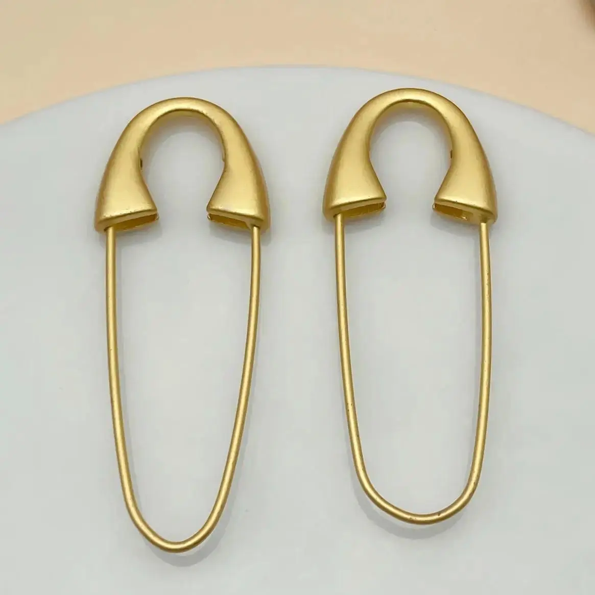 Golden Metal Safety Pins (4/6/10pcs, 51x20mm) - Heavy-Duty with Hole Center for Brooch Jewelry Crafts, Clothing Accessories, Pincushions