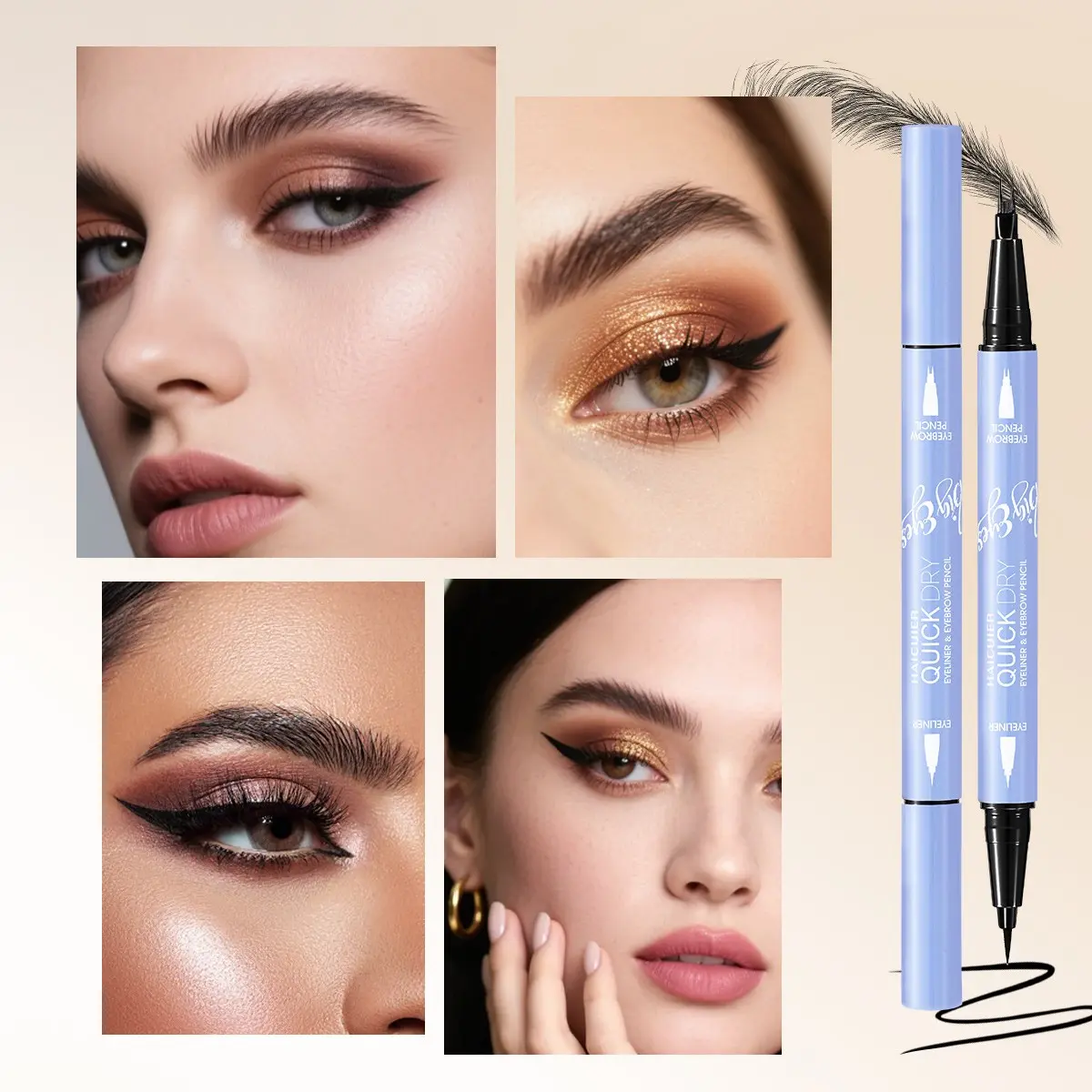 2-In-1 Ultra-Fine Eyebrow and Eye Liner Pencil, Waterproof and Sweatproof, Long-Lasting Makeup, Perfect for Beginners, Daily and Professional Use, Eyebrow Pencils
